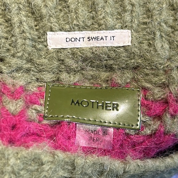 Mother Alpaca Multicolor Puff Sleeve Crop Sweater - Picture 7 of 12